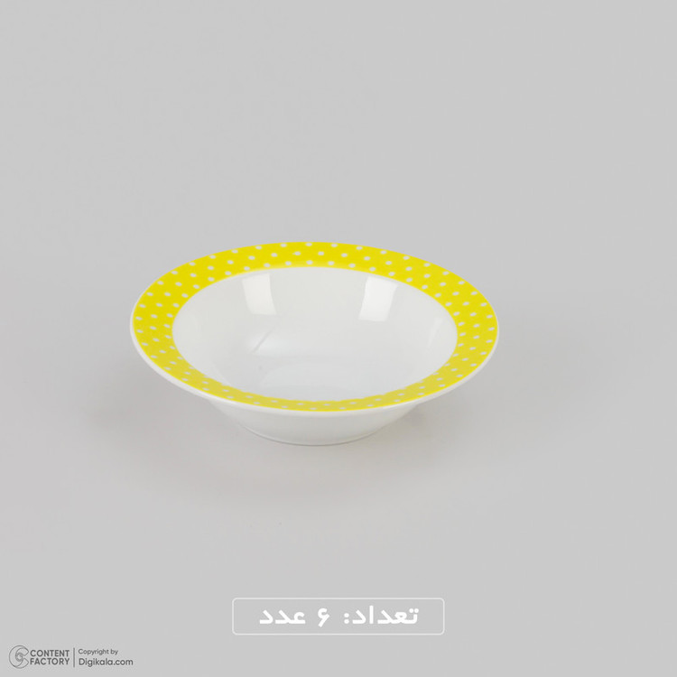 سرویس غذاخوری 28 پارچه چینی زرین ایران سری ایتالیا اف 28 مدل اسپاتی زرد